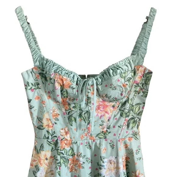 House of CB Sabrina Floral Print Corset Bustier Midi Floral Dress with Box - Picture 8 of 15